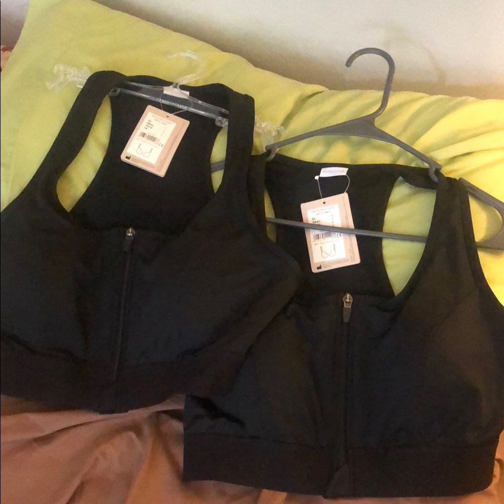 2 Black Zipper Sports Bras